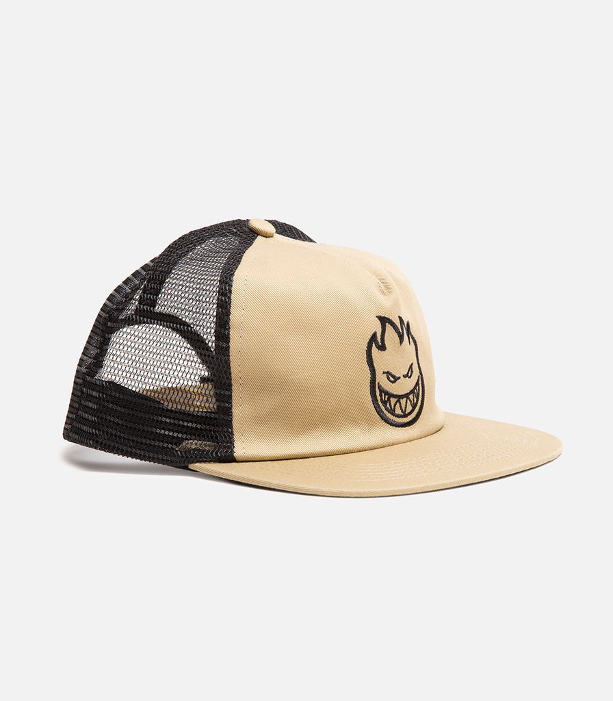 Spitfire Wheels Trucker Bighead Tan Black Snapback Cap Skateboard Hat