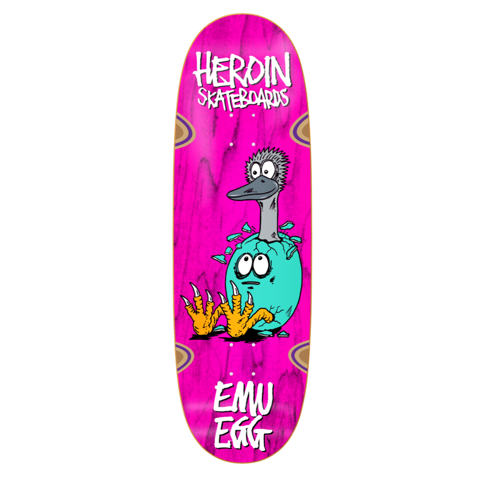 Heroin Skateboard Deck Very Big Emu Egg 10 Shaped Limited Edition