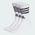 Adidas Socks 3 Pack 3 Stripes Cushioned Crew White Size Large