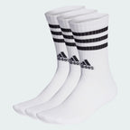 Adidas Socks 3 Pack 3 Stripes Cushioned Crew White Size Large