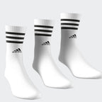 Adidas Socks 3 Pack 3 Stripes Cushioned Crew White Size Large