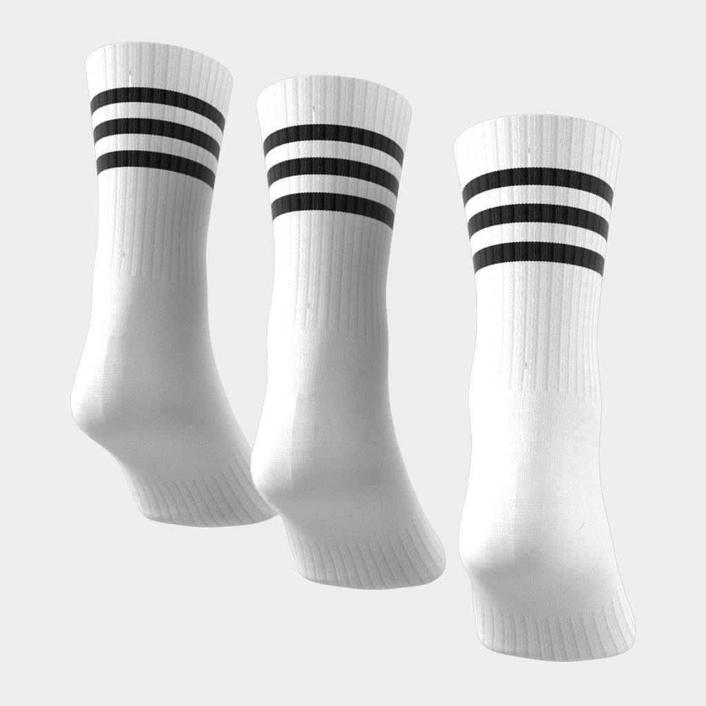 Adidas Socks 3 Pack 3 Stripes Cushioned Crew White Size Large