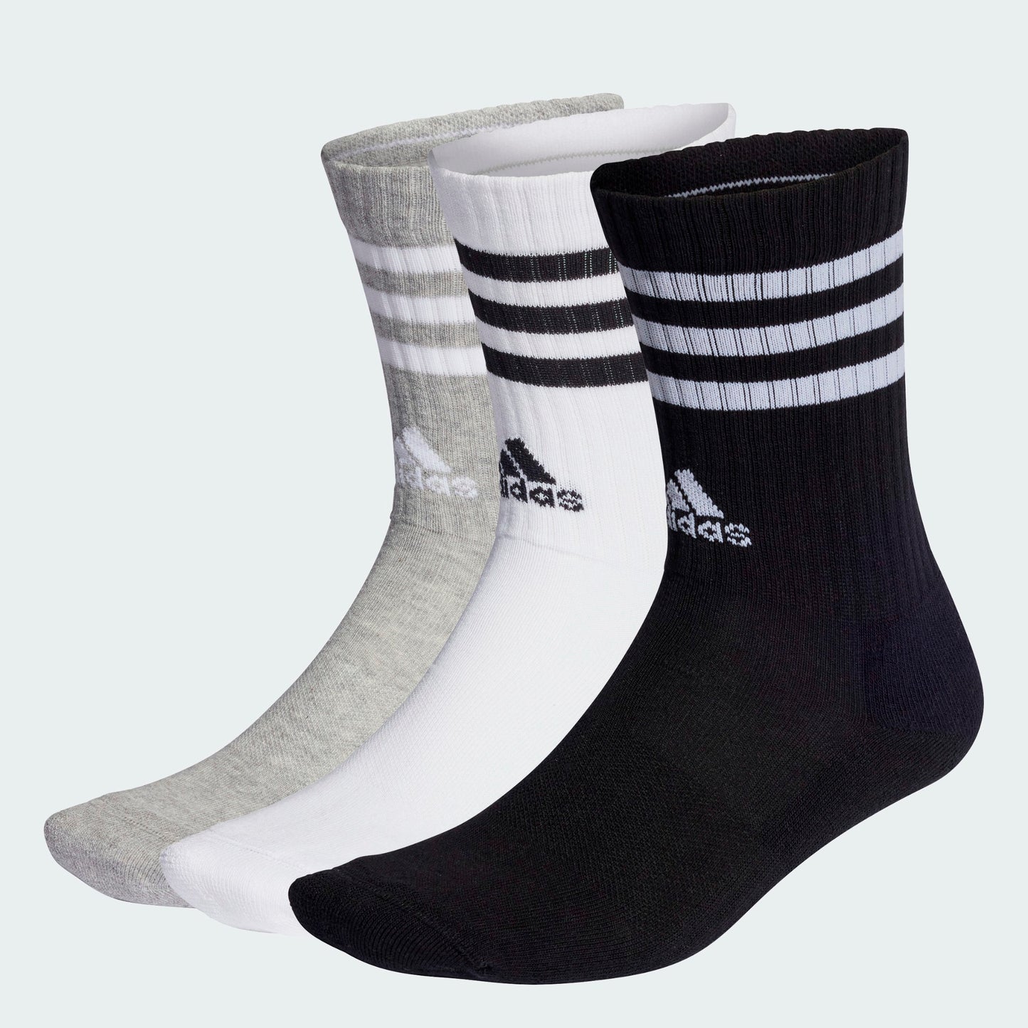 Adidas Socks 3 Pack 3 Stripes Cushioned Crew Multi Size Large
