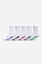 Globe Socks 5 Pack Stealth Crew White Size 12-15 Skateboard Sox