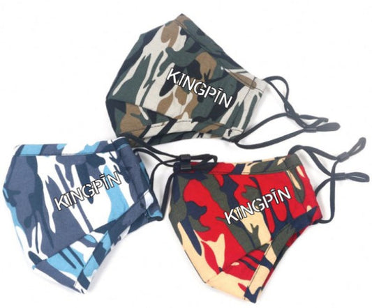 Kingpin Skate Supply Face Mask Camo Red Skate Reusable Washable Non Surgical