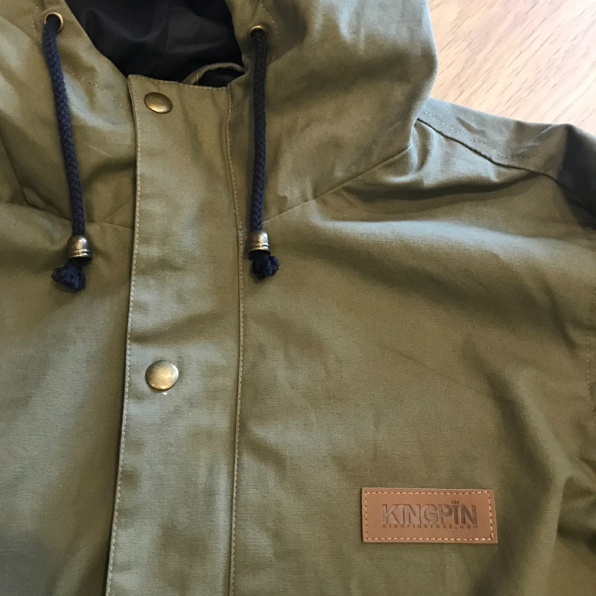 Kingpin Skate Supply Utility Jacket Green Heavy Cotton Drill Zip Up Button Hood