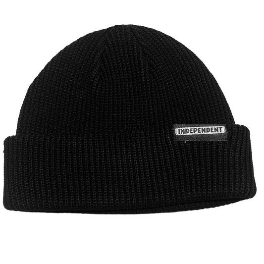 Independent Beanie Bar Label Black Knit Fold Over