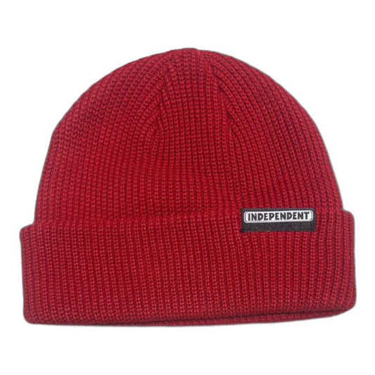 Independent Beanie Bar Label Red Knit Fold Over