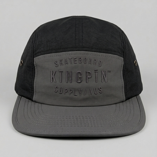 Kingpin Skate Supply Cap Finn 2-Tone Retro Coal/Black 5 Panel Quick Dry Hat
