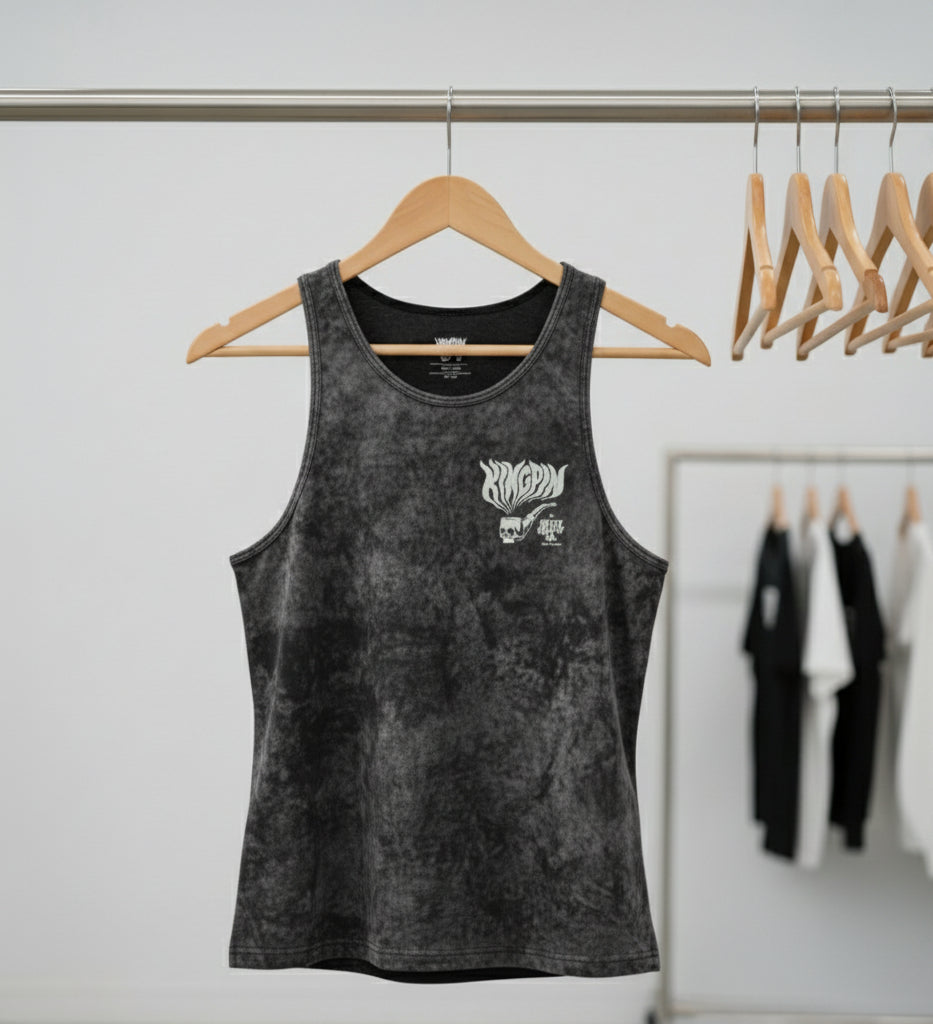 Kingpin Skate Supply Singlet Hazy Deeds Acid Wash Black