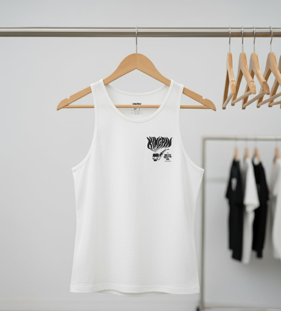 Kingpin Skate Supply Singlet Hazy Deeds White