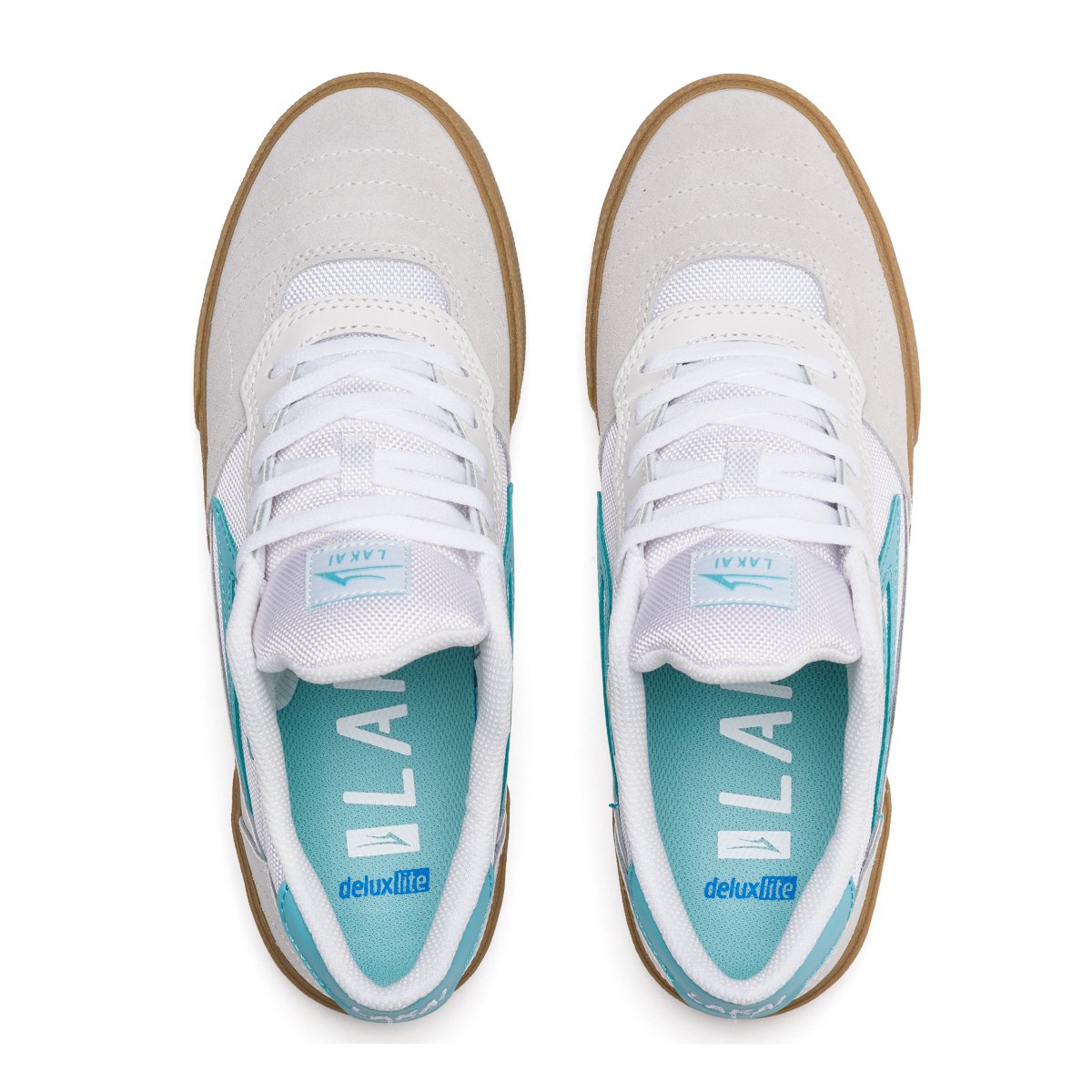 Lakai Shoes Cambridge White Teal Suede Us Size Skateboard Sneakers