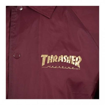 Thrasher Coach Jacket Pentagram Maroon Lined Windbreaker