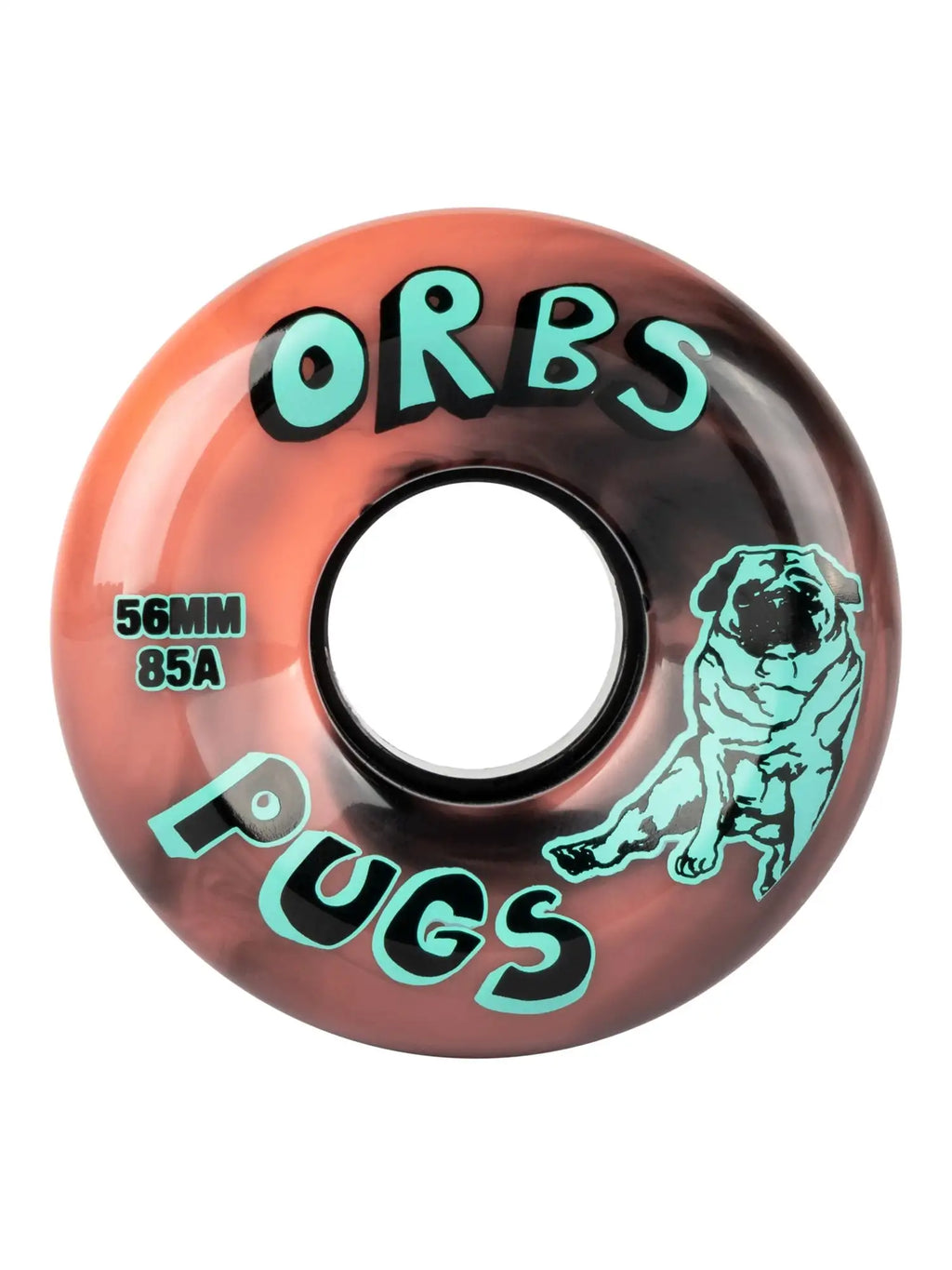 Orbs Wheels Pugs 56mm 85d Coral/Black Swirl Skateboard Wheels