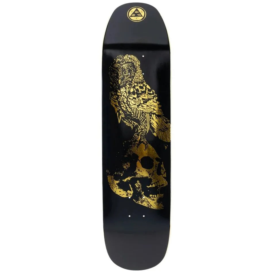 Welcome Skateboard Deck Bird Brain Black Gold Foil 8 25 Son Moontrimmer Shape