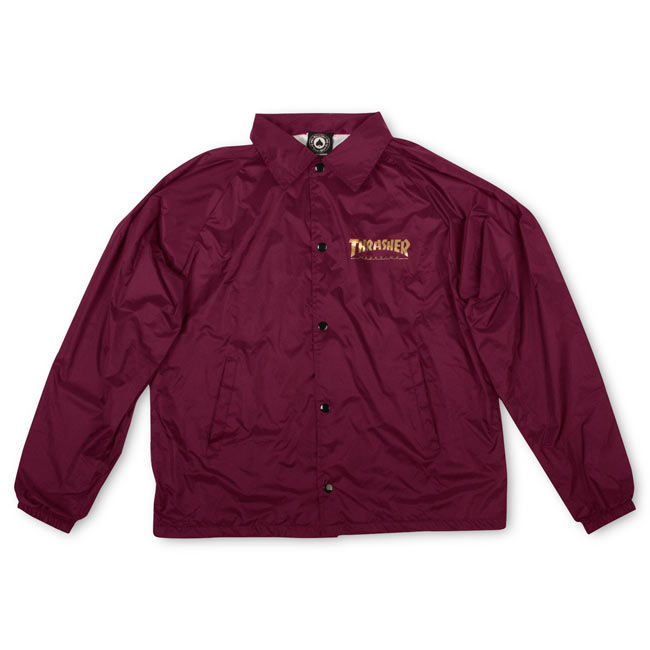 Thrasher Coach Jacket Pentagram Maroon Lined Windbreaker