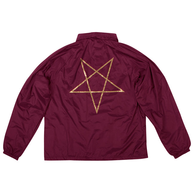 Thrasher Coach Jacket Pentagram Maroon Lined Windbreaker