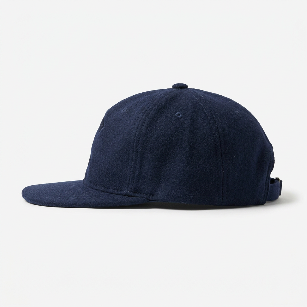 Navy wool-blend Crown cap side profile