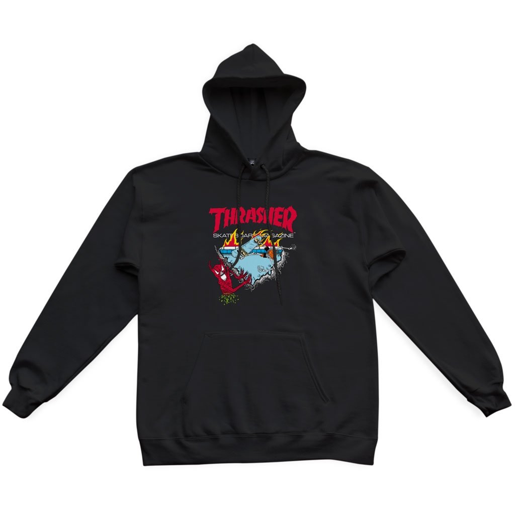 Thrasher Hood Neckface 500 Black Skateboard Jumper Sweater