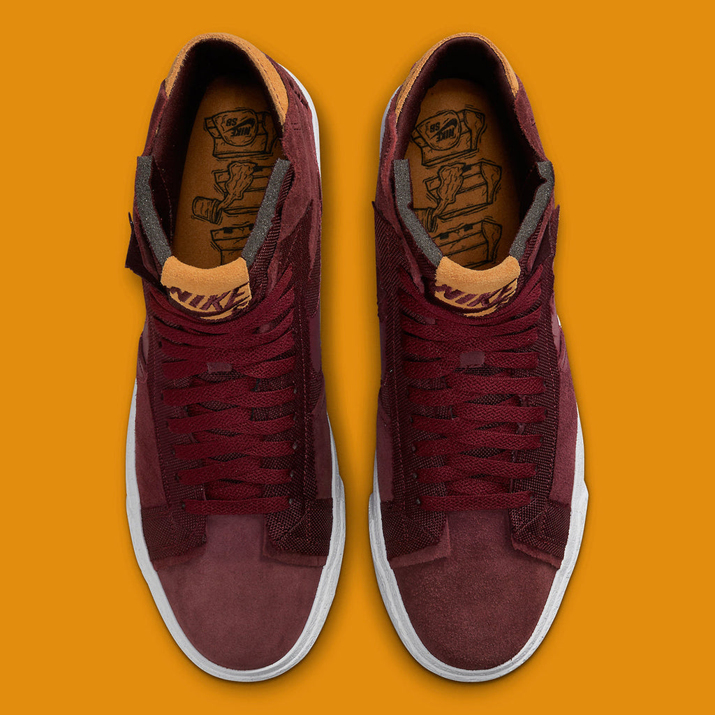 Nike Sb Shoes Blazer Mid Night Maroon Rosewood Prm Us Size Skate Sneakers