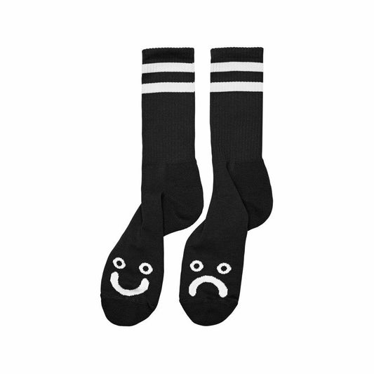 Polar Skate Co Socks Happy Sad Black Classic Crew Size OSFM Skateboard Sox