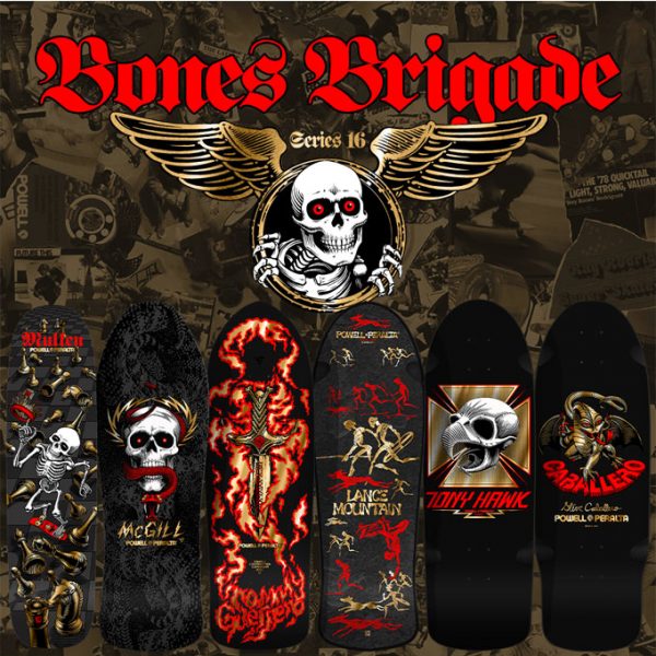 FULL SET Powell Peralta Bones Brigade Series 16 Reissue Black Gold Foil 6 Decks