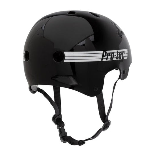 Pro Tec Helmet Old School Certified Gloss Black Skateboard Bike Protec Lid