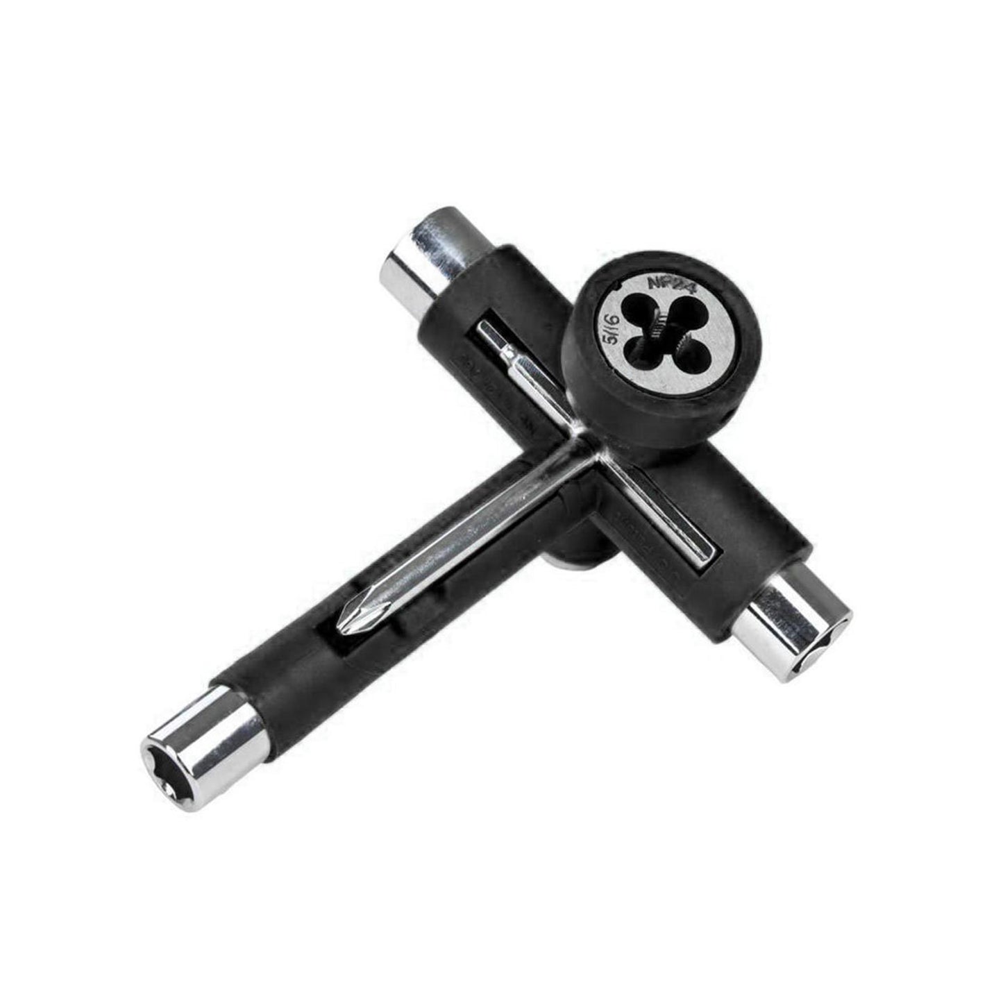 Reflex Utility Skate Tool Black w/Axle Re-Threader Complete Skateboard T-Tool