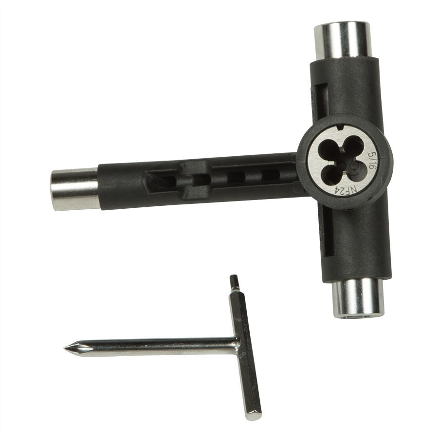 Reflex Utility Skate Tool Black w/Axle Re-Threader Complete Skateboard T-Tool