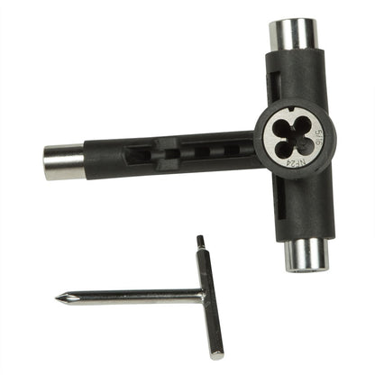 Reflex Utility Skate Tool Black w/Axle Re-Threader Complete Skateboard T-Tool