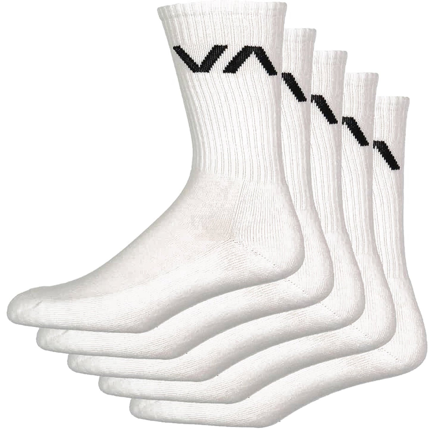 RVCA Socks 5 Pack Sport Crew White Size 7-11 Skateboard Sox