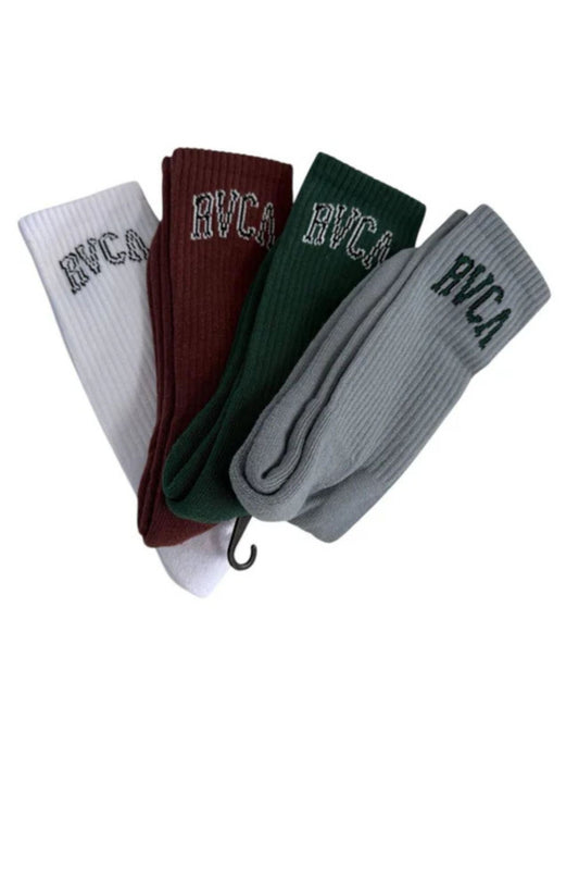 RVCA Socks 4 Pack Seasonal Multi Crew Size 7-11 Skateboard Sox