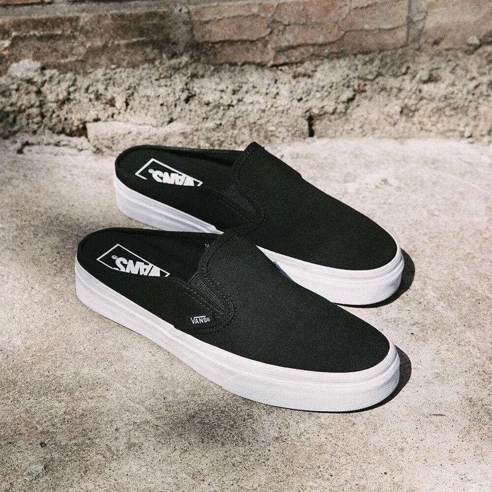 Vans Shoes Classic Slip-On Mule (Canvas) Black True White Sneakers