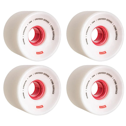 Globe Skateboard Wheels Conical Cruiser 65mm White/Red 78a