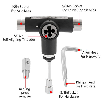 Globe Goodstock Ratchet Tool Black Axle Re-Threader Complete Skateboard T-Tool
