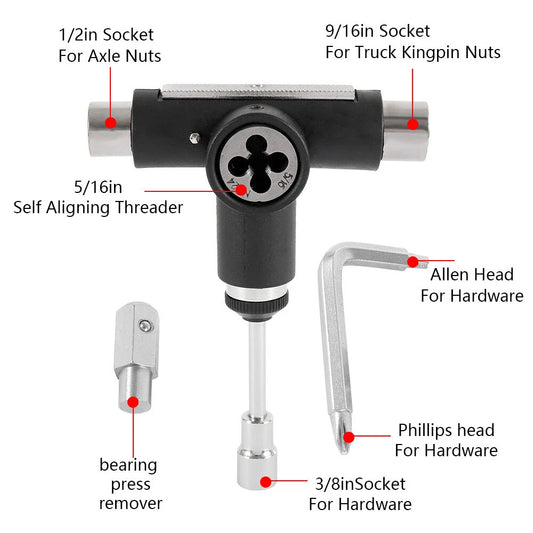 Globe Goodstock Ratchet Tool Black Axle Re-Threader Complete Skateboard T-Tool