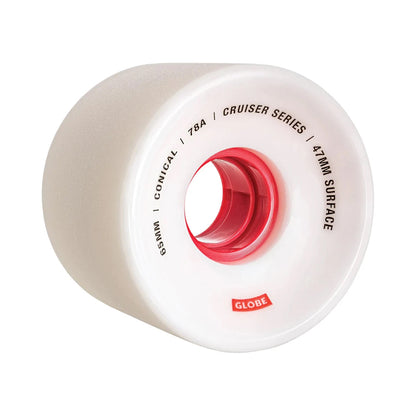 Globe Skateboard Wheels Conical Cruiser 65mm White/Red 78a