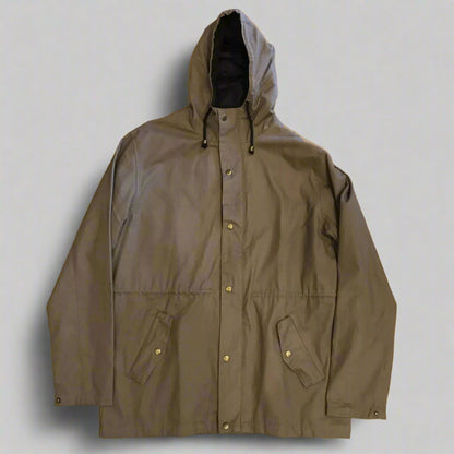 Kingpin Skate Supply Utility Jacket Olive Heavy Cotton Drill Zip Up Button Hood
