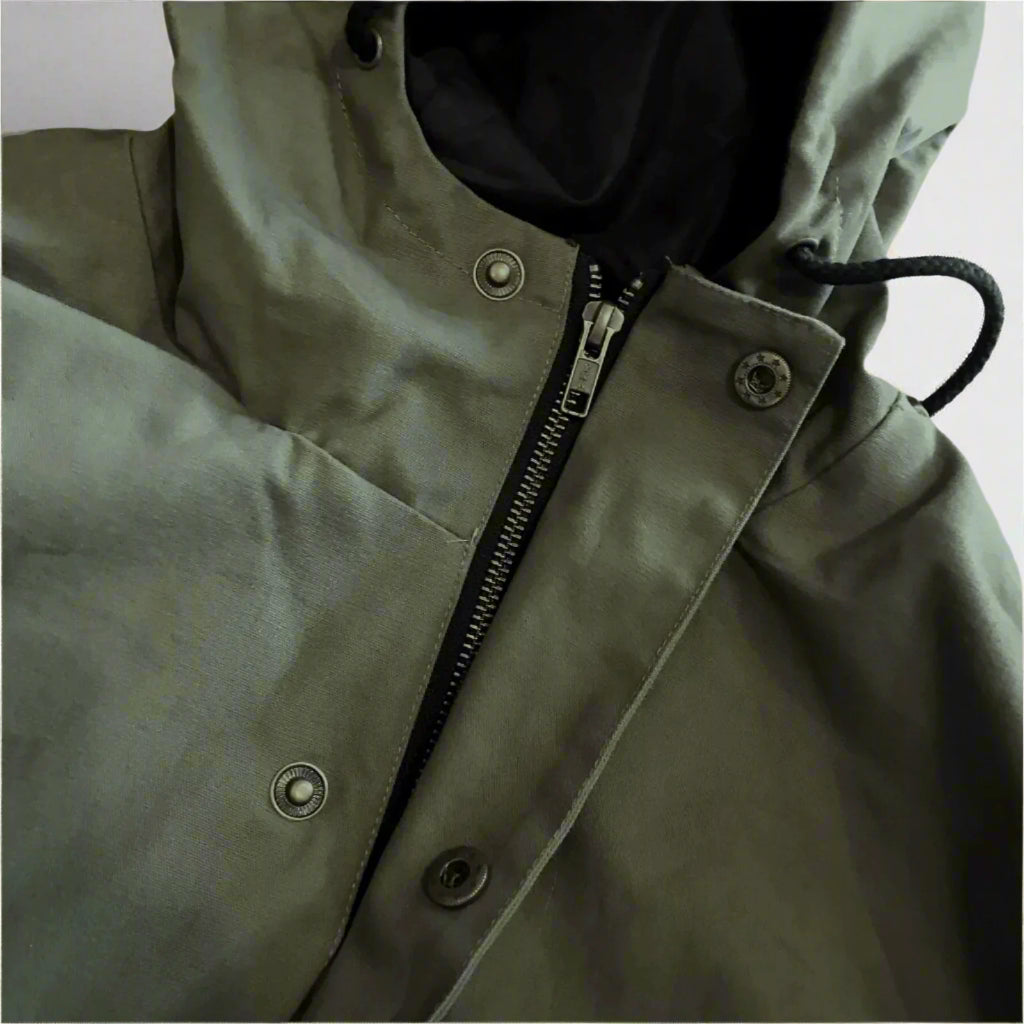 Kingpin Skate Supply Utility Jacket Green Heavy Cotton Drill Zip Up Button Hood