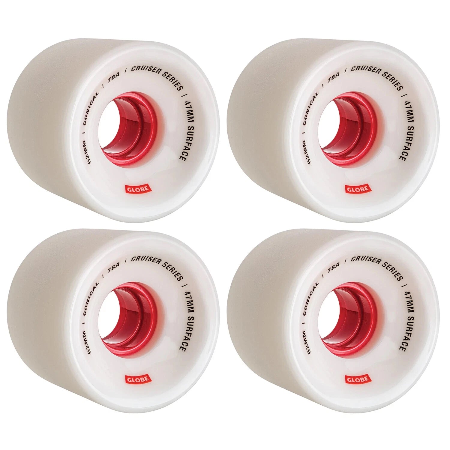 Globe Wheels Conical Cruiser 62mm White/Red 78a