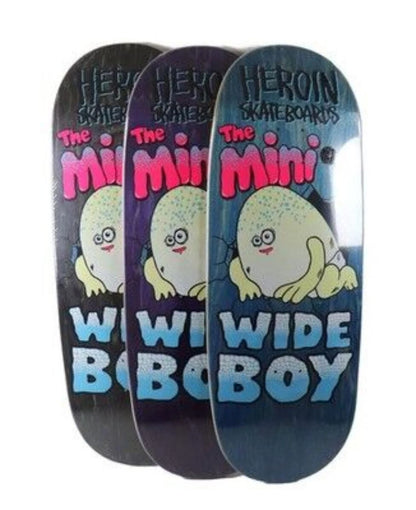 Heroin - Mini Wide Boy 10.5" x 29.3'' Shaped Deck Skateboard asst stains