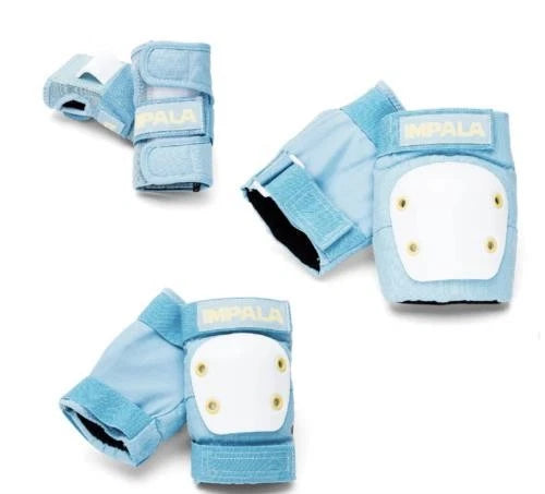 IMPALA PROTECTIVE SET PADS JUNIOR PRO 3 PACK LIGHT BLUE ELBOW KNEE WRIST PADS