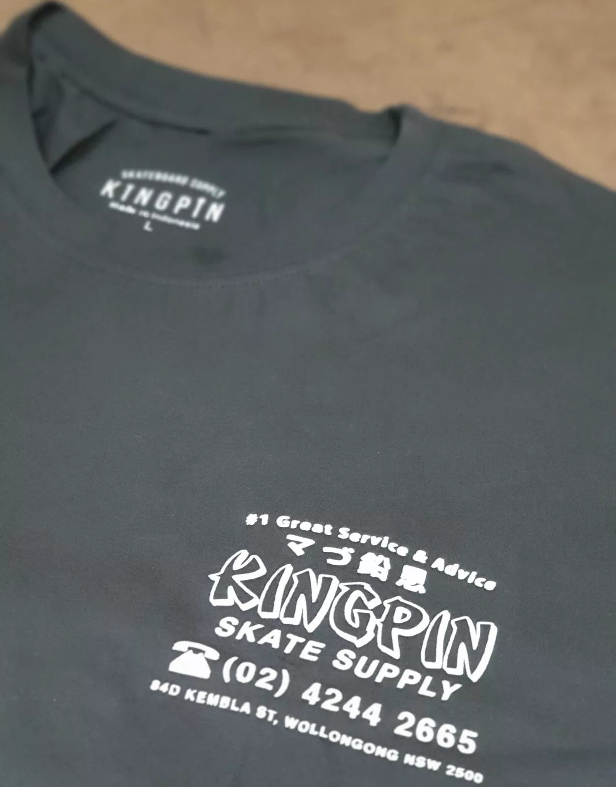 Kingpin Skate Supply Tee Fortune Charcoal Skateboard T-Shirt