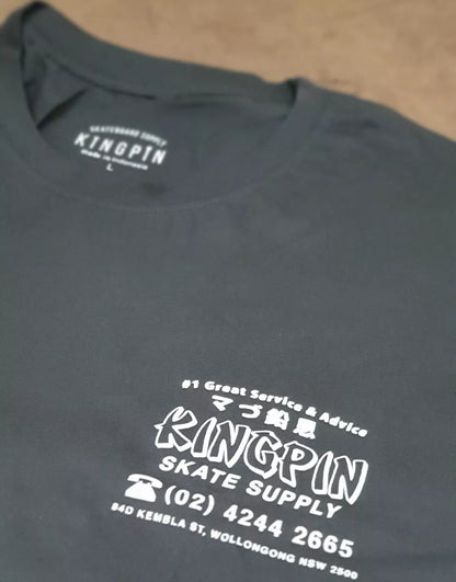 Kingpin Skate Supply Tee Fortune Charcoal Skateboard T-Shirt