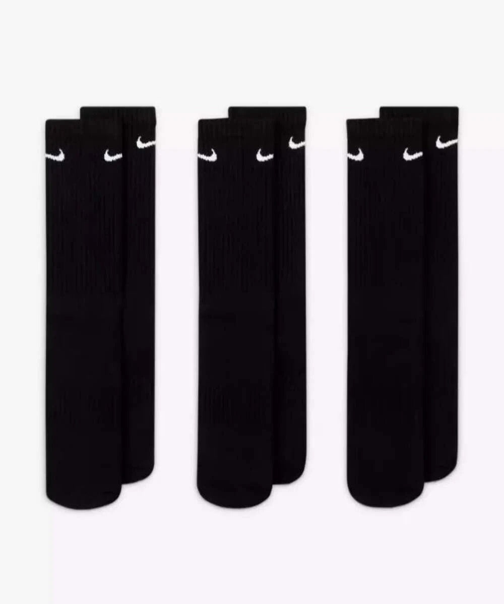 Nike SB Everyday Cushioned Crew Socks 3-Pack Black XL