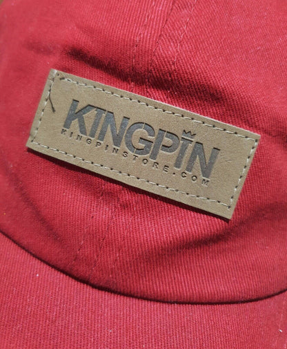 Kingpin Skate Supply Cap Box Patch Ruby Red Jockey Snapback Skateboard Hat