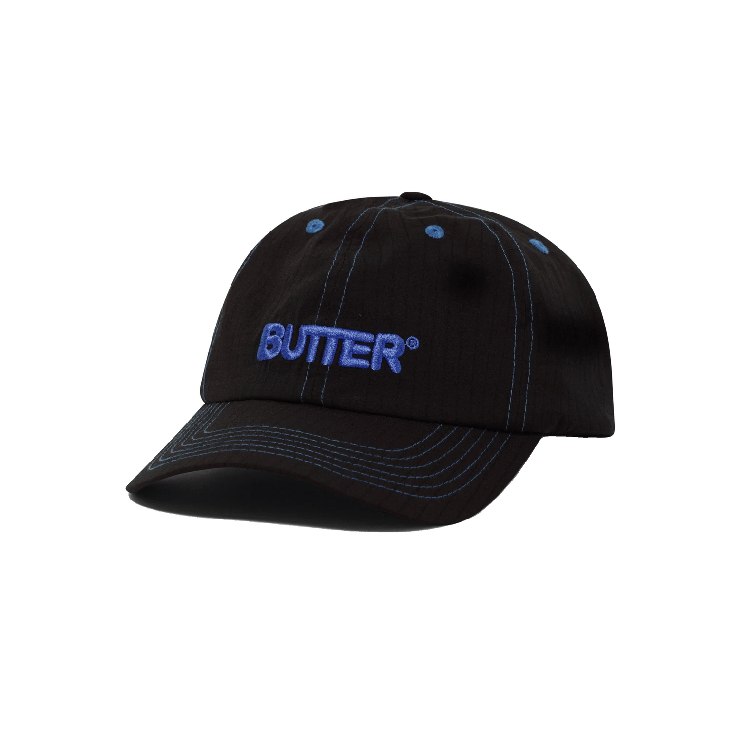 Butter goods Nylon Rounded Logo 6 Panel Cap, Black BUTTERGOODS