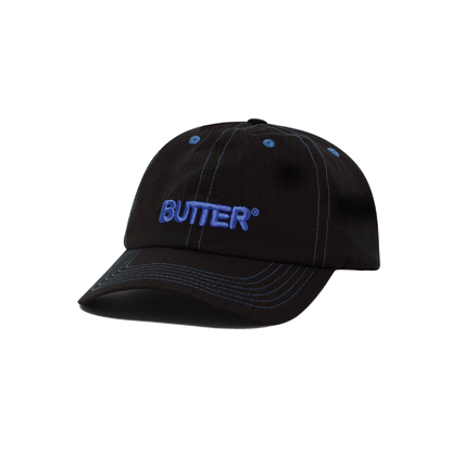 Butter goods Nylon Rounded Logo 6 Panel Cap, Black BUTTERGOODS