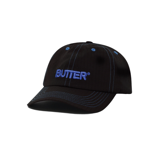 Butter goods Nylon Rounded Logo 6 Panel Cap, Black BUTTERGOODS