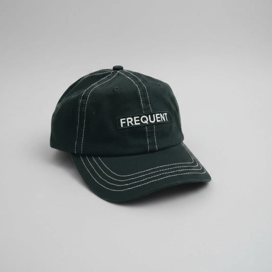 Frequent Sightings - Logo 6 Panel Cap Strap Back Black / White stitch hat